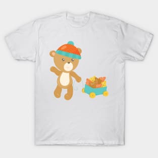 Autumn Bear, Cute Bear, Bear With Hat, Leaves T-Shirt